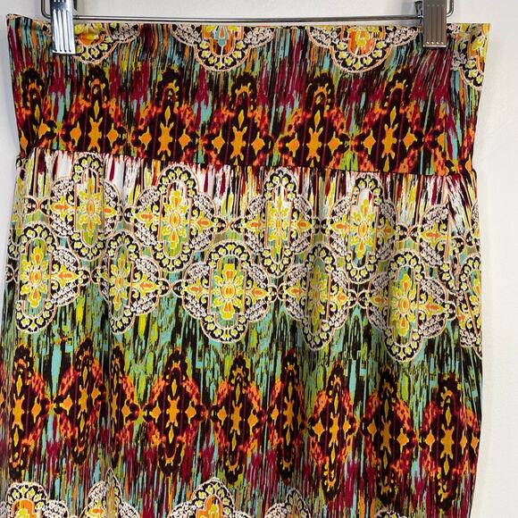 AB Studio Long Jersey Knit Stretch Moroccan Y2K Maxi Skirt Foldover Waist S - Picture 7 of 11